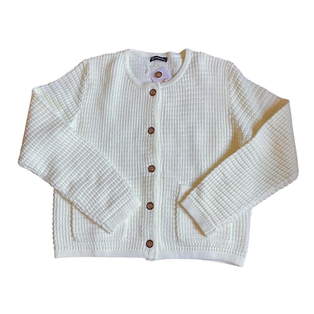 NEW Pretty Garden Cream Button Up Cardigan US M